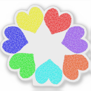 Floral Rainbow Love Hearts Shaped
