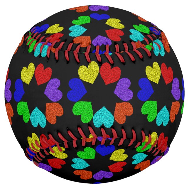 Floral Rainbow Love Hearts Softball (Front)