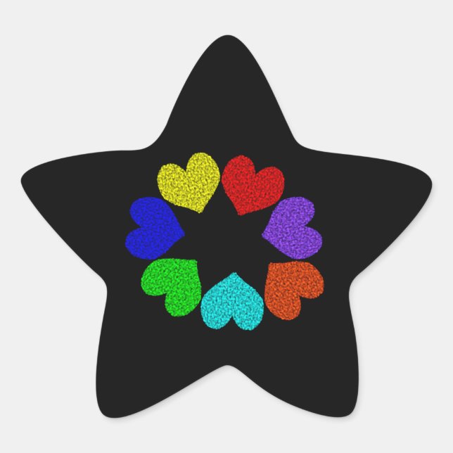 Floral Rainbow Love Hearts Star Stickers (Front)
