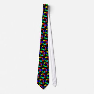 Floral Rainbow Love Hearts Tie
