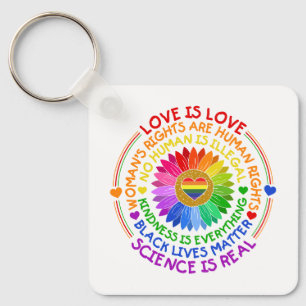 Floral Rainbow Political and Social Stand Key Ring
