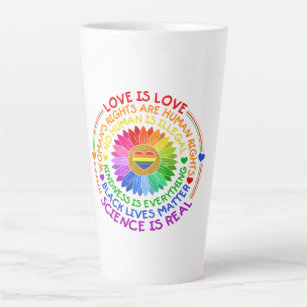 Floral Rainbow Political and Social Stand Latte Mug
