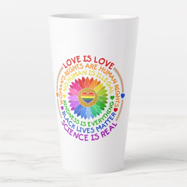 Floral Rainbow Political and Social Stand Latte Mug (Front)