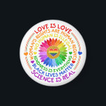 Floral Rainbow Political and Social Stand Magnet<br><div class="desc">This design features a rainbow colour flower with several text about social issues such as "Love is Love",  "Woman's Rights Are Human Rights",  "No Human is Illegal",  "Kindness is Everything',  "Black Lives Matter",  and "Science is Real".</div>