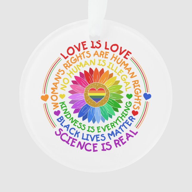 Floral Rainbow Political and Social Stand Ornament (Front)