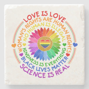 Floral Rainbow Political and Social Stand Stone Coaster