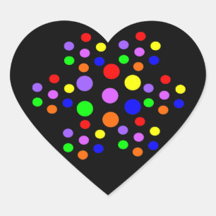 Floral Rainbow Spots Heart Shaped Stickers