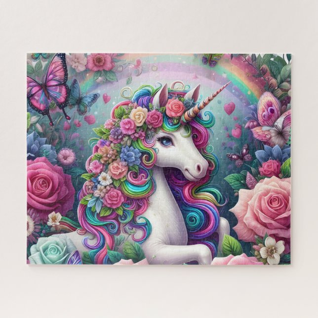 Floral Rainbow Unicorn Jigsaw Puzzle (Horizontal)
