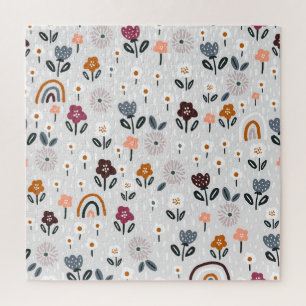Floral Rainbows: Hand Drawn Seamless Texture Jigsaw Puzzle