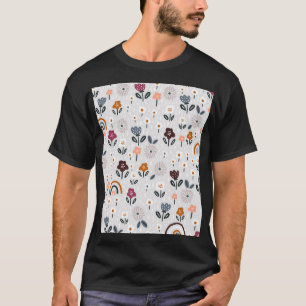 Floral Rainbows: Hand Drawn Seamless Texture T-Shirt