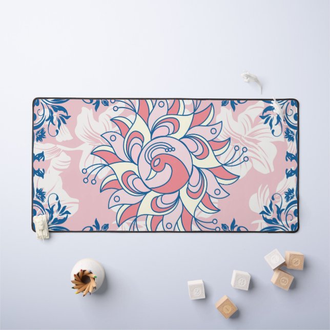 Floral Rangoli Graphic Art, Bright Life Desk Mat (Kids Table)