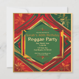 Floral Rasta Colours Customisable Reggae Party Invitation