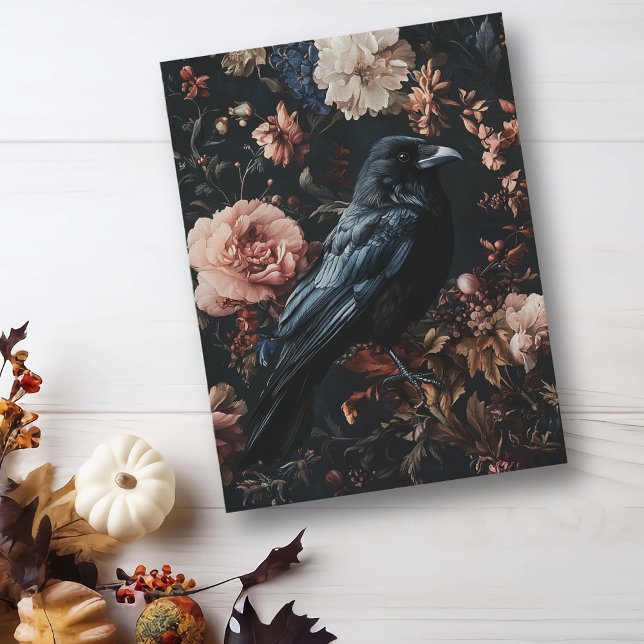 Floral Raven Crow Gothic  Postcard (Creator Uploaded)