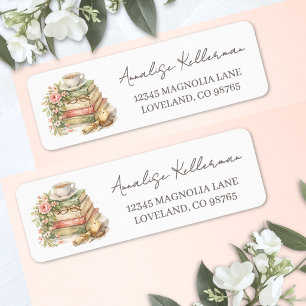 Floral Reading Lover Book Return Address Label