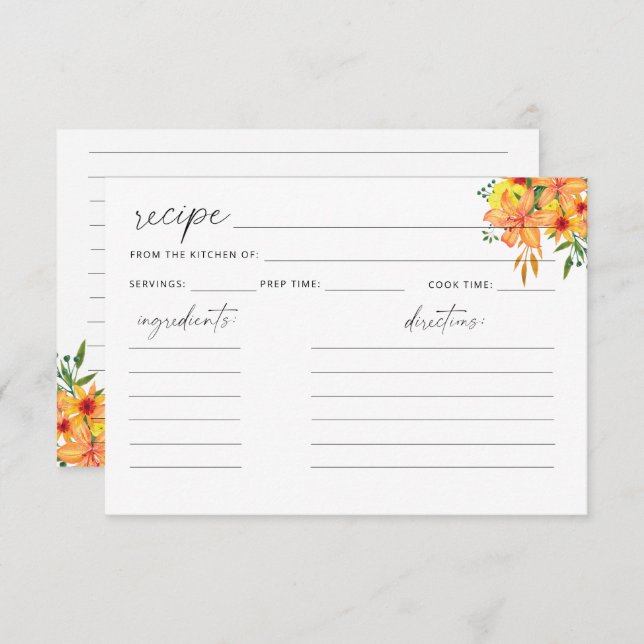 Floral recipe card (Front/Back)