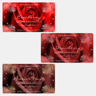 Floral Red and Burgundy Product Packaging Labels
