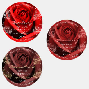 Floral Red and Burgundy Product Packaging Labels