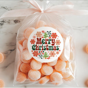 Floral Red and Green Merry Christmas Envelope Seal