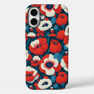 Floral red and white flower partner iPhone 16 plus case