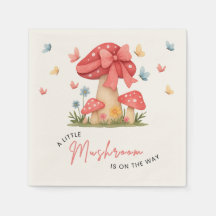 Floral Red Bow A Little Mushroom Baby Shower