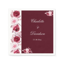 Floral Red Burgundy Blush Pink Watercolor Wedding