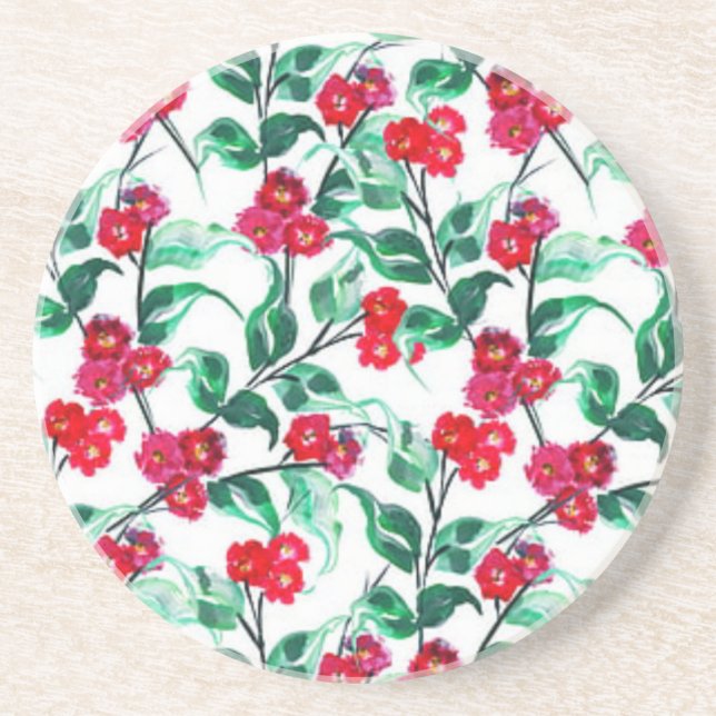 Floral Red Colour Flowers Pattern-56698 Coaster (Front)