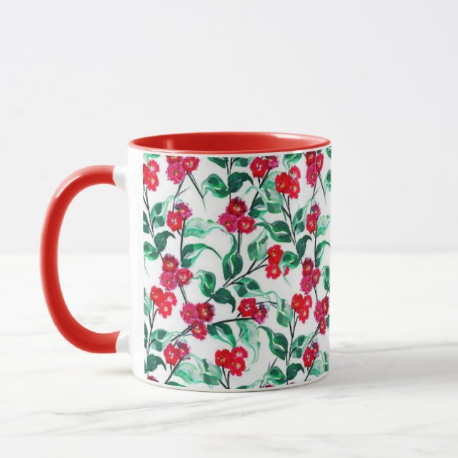 Floral Red Colour Flowers Pattern-56698 Mug (Left)