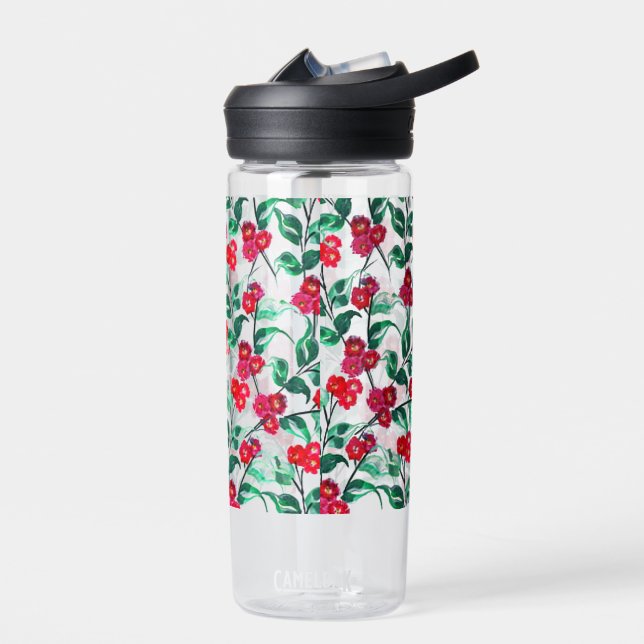 Floral Red Colour Flowers Pattern-56698 Water Bottle (Left)