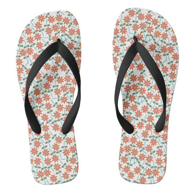 Floral Red Flowers Pattern-14200 Thongs (Footbed)
