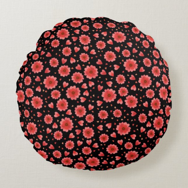 Floral Red Flowers Pattern-23321 Round Cushion (Front)