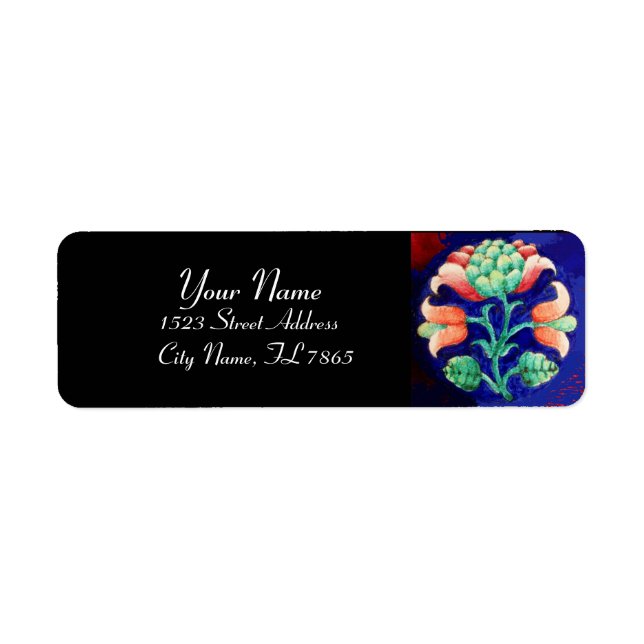 FLORAL Red Green Blue Return Address Label (Front)
