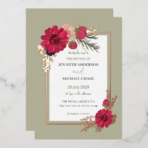 Floral Red Green Bridal Wedding 