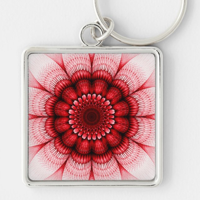 Floral red pattern key ring (Front)