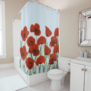Floral Red Poppies Shower Curtain