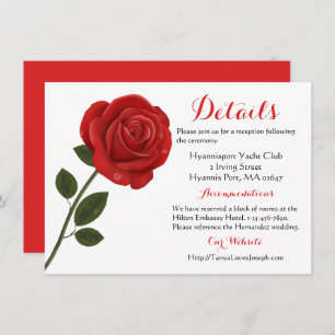 Floral Red Rose Flower - Wedding Party Invitation