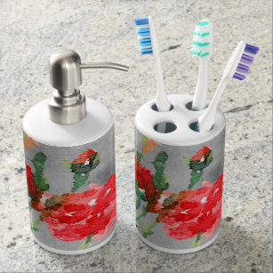 Red And Gray Bath Accessory Sets Zazzle Com Au