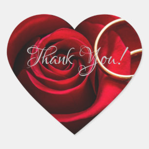 Floral Red Rose with Ring Wedding Heart Sticker