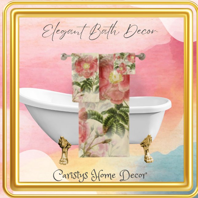 Floral Red Roses Bath Towel Set (Creator Uploaded)