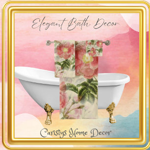 Floral Red Roses Bath Towel Set