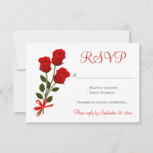 Floral Red RSVP Rose Flower Wedding Party Card