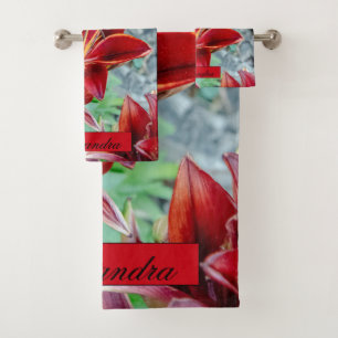 Floral Red Stargazer Lily Photography Bath Towel Set