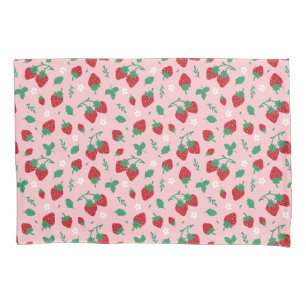 Floral Red Strawberry Pattern Personalised Kids Pillowcase
