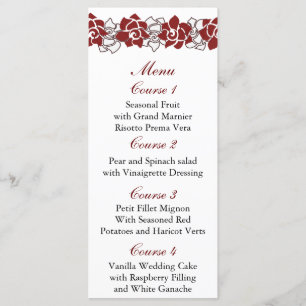 floral red Wedding menu