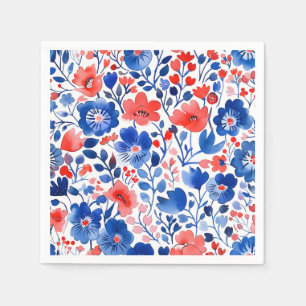 Floral Red, White, and Blue Flowers Napkin