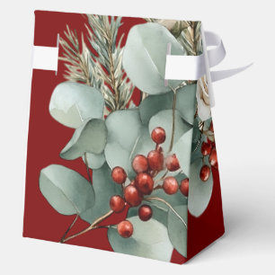 Floral Red White Christmas Rose Bridal Shower Favour Box