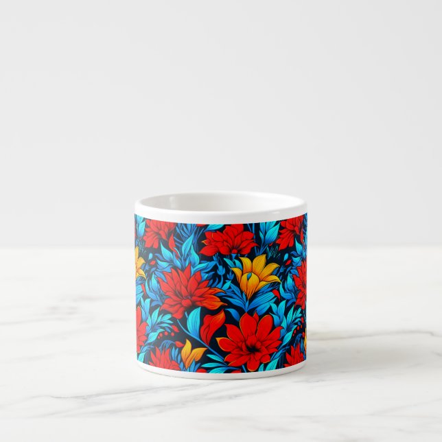 Floral Red yellow Flowers Pattern-13075 Espresso Cup (Front)