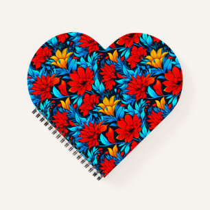 Floral Red yellow Flowers Pattern-13075 Notebook