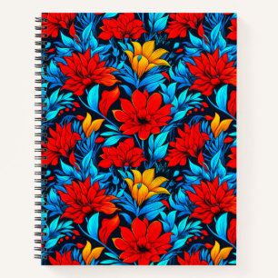 Floral Red yellow Flowers Pattern-13075 Notebook