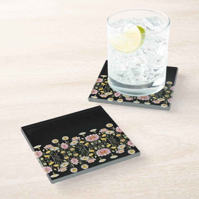 Floral Reflections  Glass Coaster (Angled)