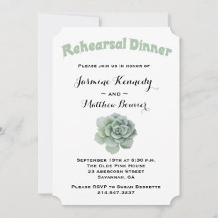Floral Rehearsal Dinner Green Succulent Cactus Invitation